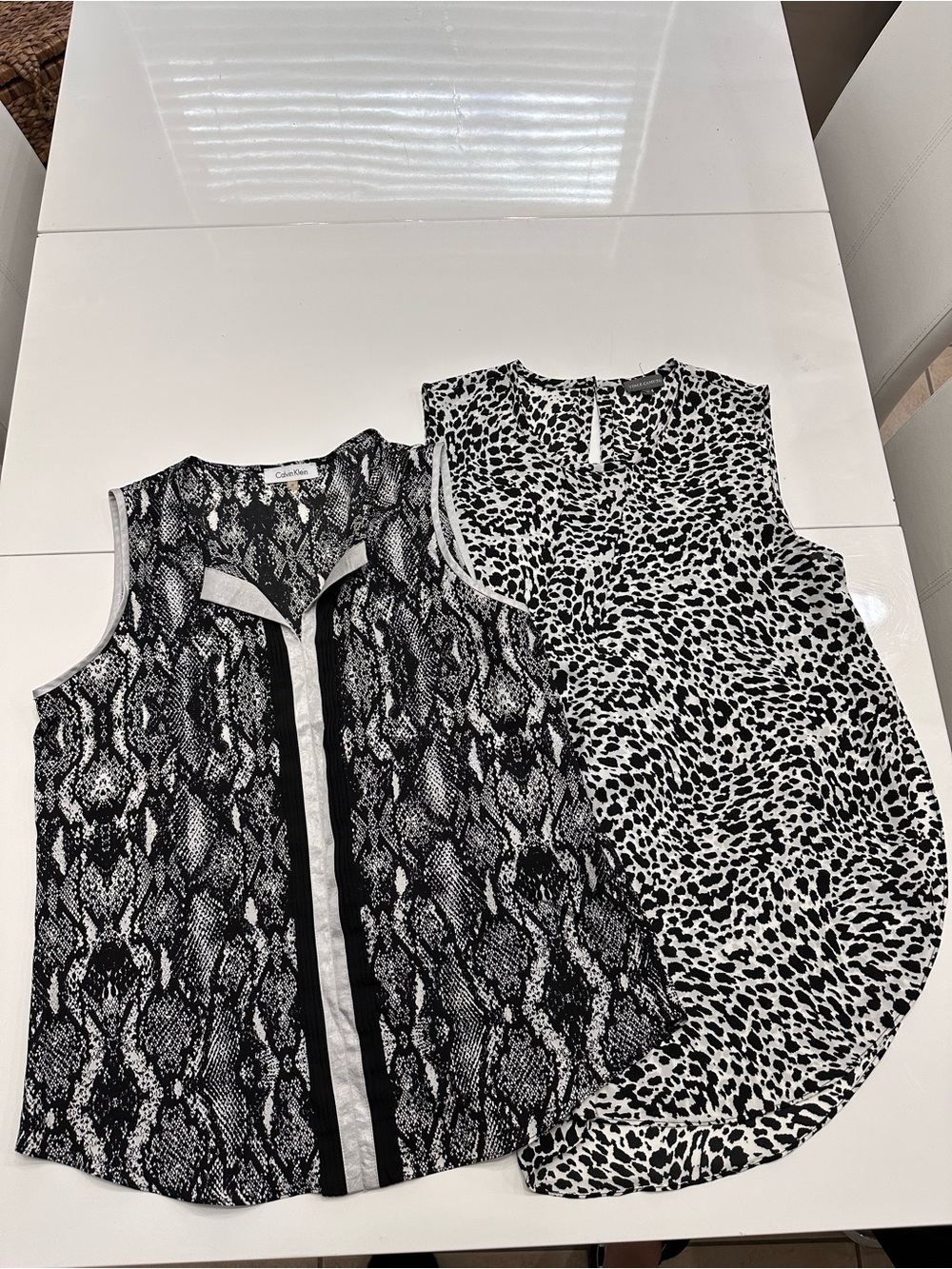 Calvin Klein & Vince Camuto Medium Animal Print Blouse Bundle Lot of 2